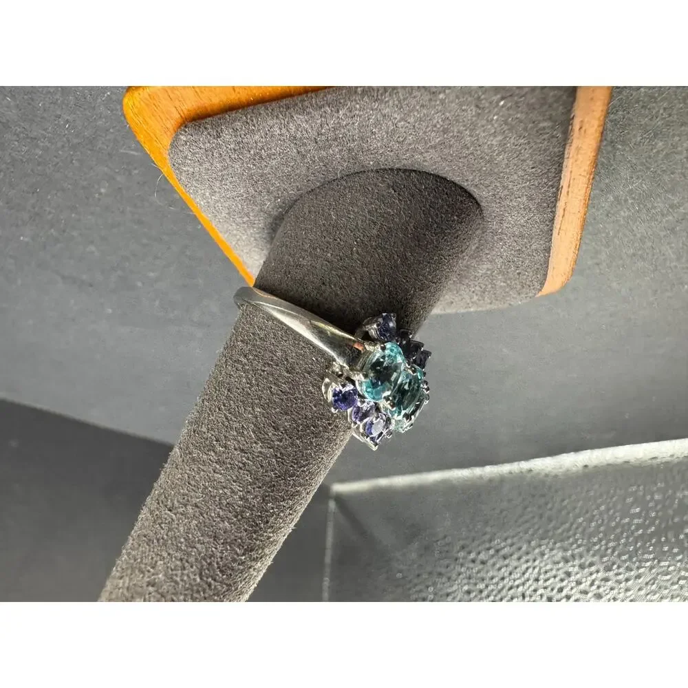 Chuck Clemency Sterling Silver 925 Tanzanite & Blue Teal Topaz Ring Size 10